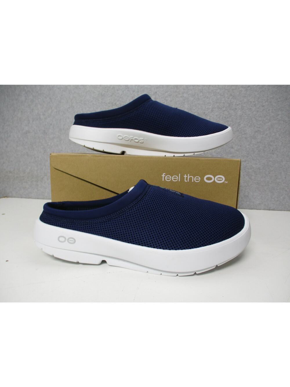 Oofos OOcoozie Sport Mule Navy Blue Slip On Comfort Shoes Mens Sz 9